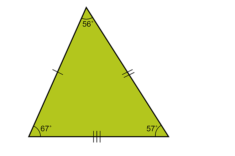 An example of a scalene triangle with sides and angles of different sizes
